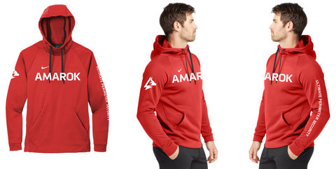 AMAROK - CN9473 Nike Therma-FIT Pullover Fleece Hoodie Text Only front logo