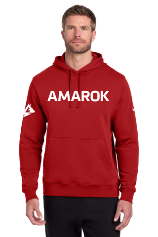 AMAROK - NKDR1499 Regular Nike Club Fleece Sleeve Swoosh Pullover Hoodie TEXT ONLY Front logo