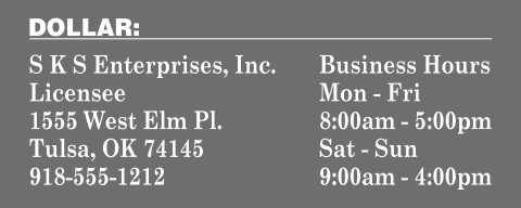 Dollar Licensee Disclosure / Hours of Operation (FA-10)